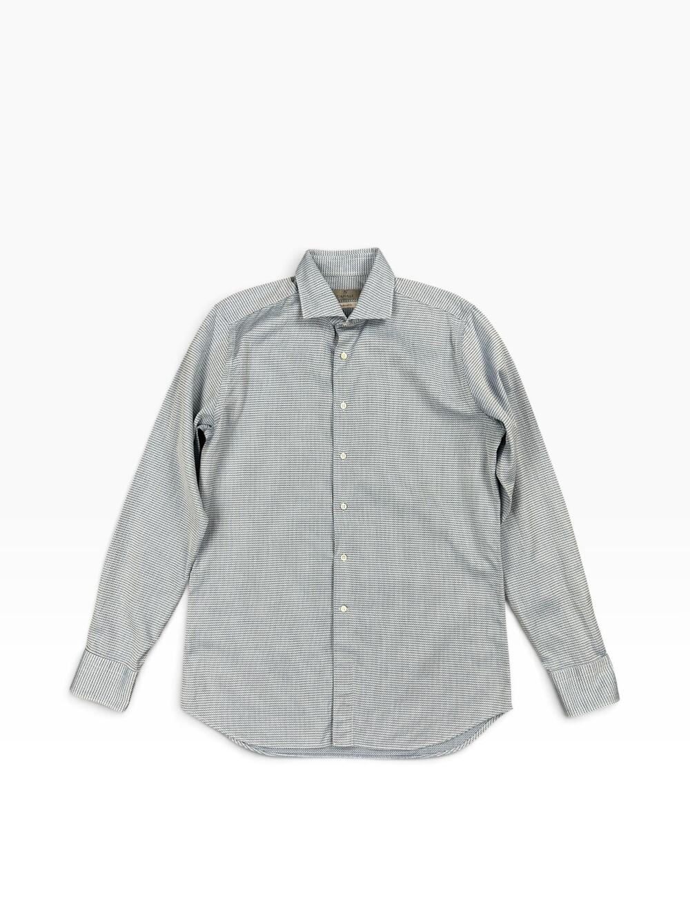 Canali Impeccabile Made in Italy Textured Stitch Long Sleeve Shirt — 41/16 Large